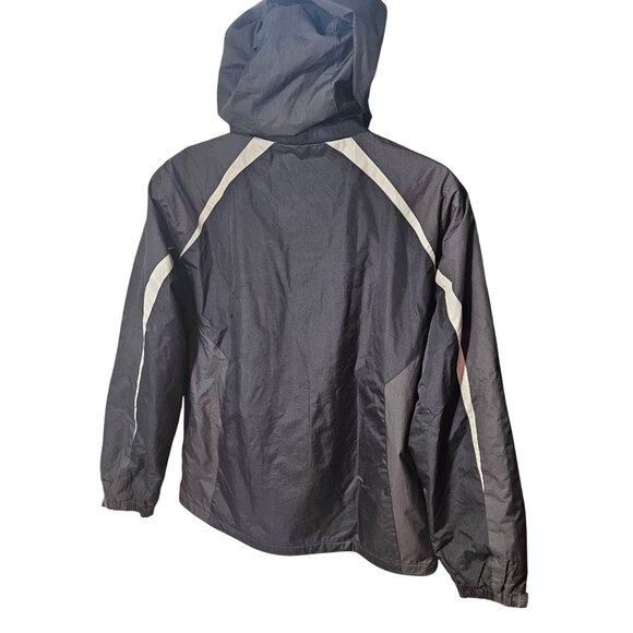 Free Tech Mens Black Hooded Jacket With White Accents Zip Front Size L Lightweig - Picture 8 of 14